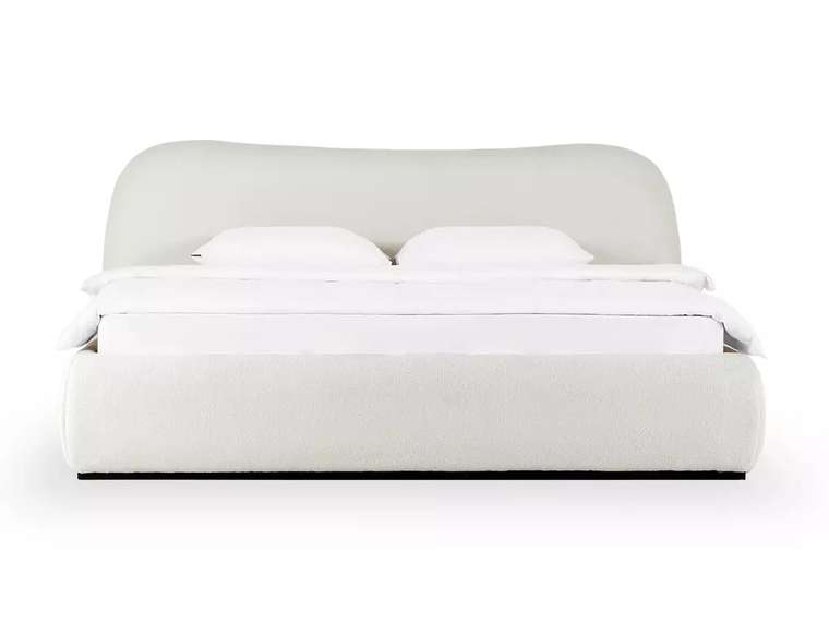 Кровать Patti 180х200 в обивке из букле белого цвета с подъемным механизмом