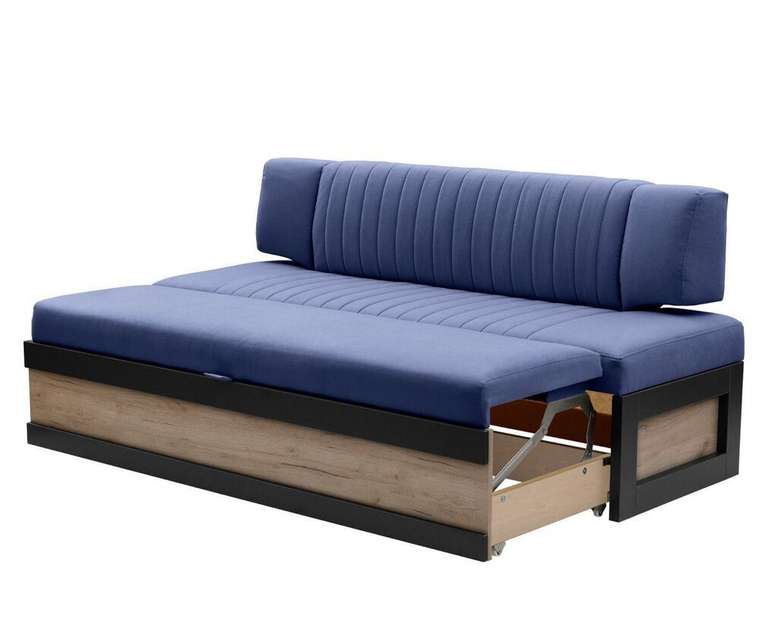 Кухонный диван Орион синего цвета раскладной