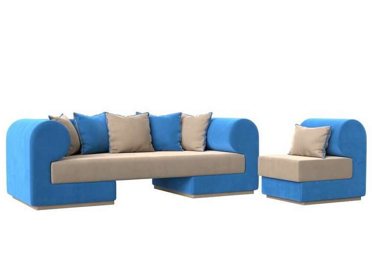 Набор мягкой мебели Кипр 2 бежево-голубого цвета