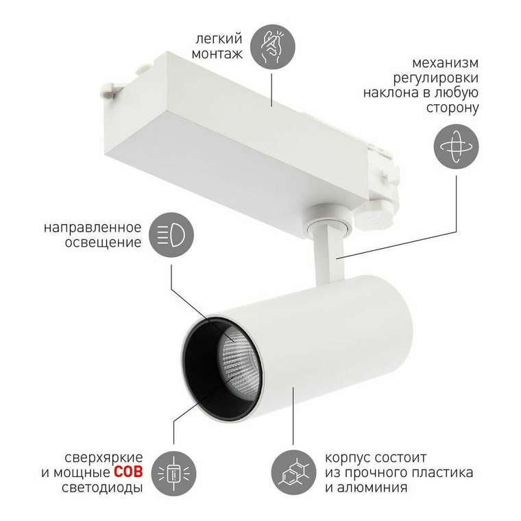 Трековый светильник ЭРА SТR-30-36-40K-W20 Б0049752