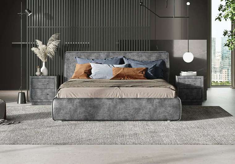 Кровать Altea 180х200 графитового цвета (фултон) без основания и подъемного механизма