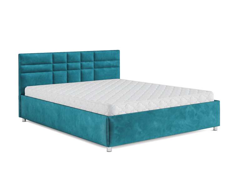 Кровать Нью-Йорк 160х190 сине-зеленого цвета с подъемным механизмом (вельвет)