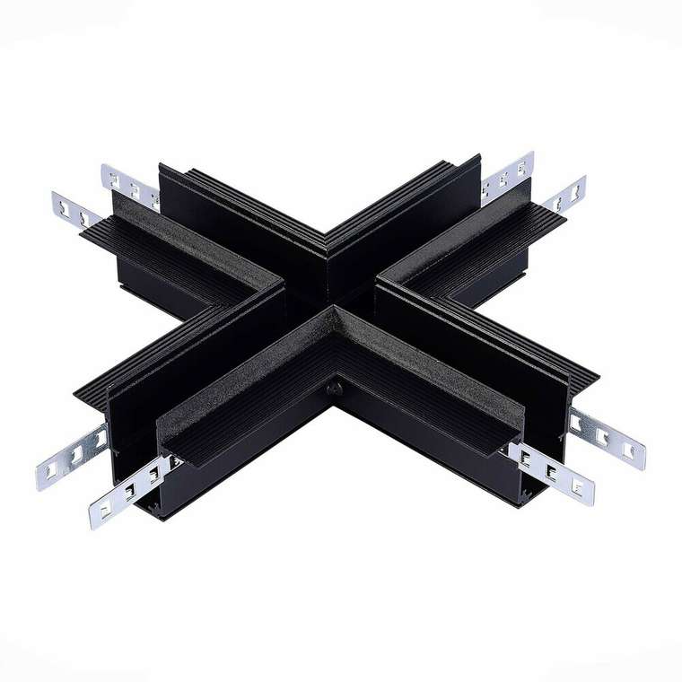 Коннектор X-образный для встраиваемого магнитного шинопровода под ГКЛ 12мм ST-Luce Черный SKYLINE 48