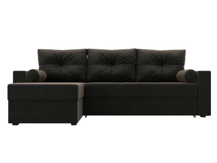 Угловой диван-кровать Верона коричневого цвета левый угол