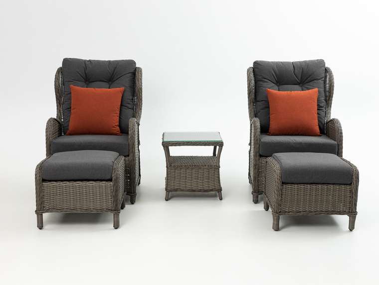 Набор садовой мебели из ротанга Дали 5 серого цвета