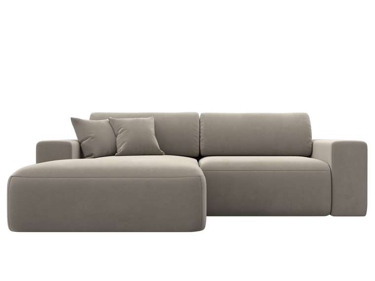 Угловой диван-кровать Лига-036 Классик светло-бежевого цвета левый