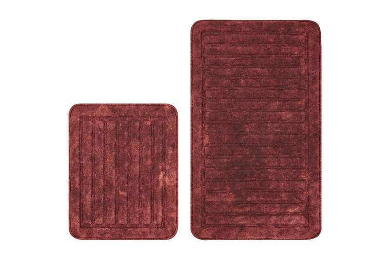 Набор из двух ковриков для ванной Hali бордового цвета