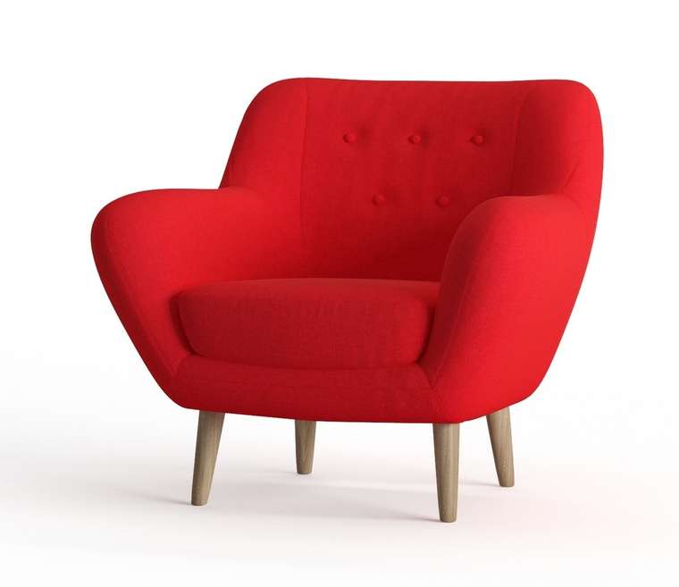 Кресло Cloudy в обивке из рогожки красного цвета