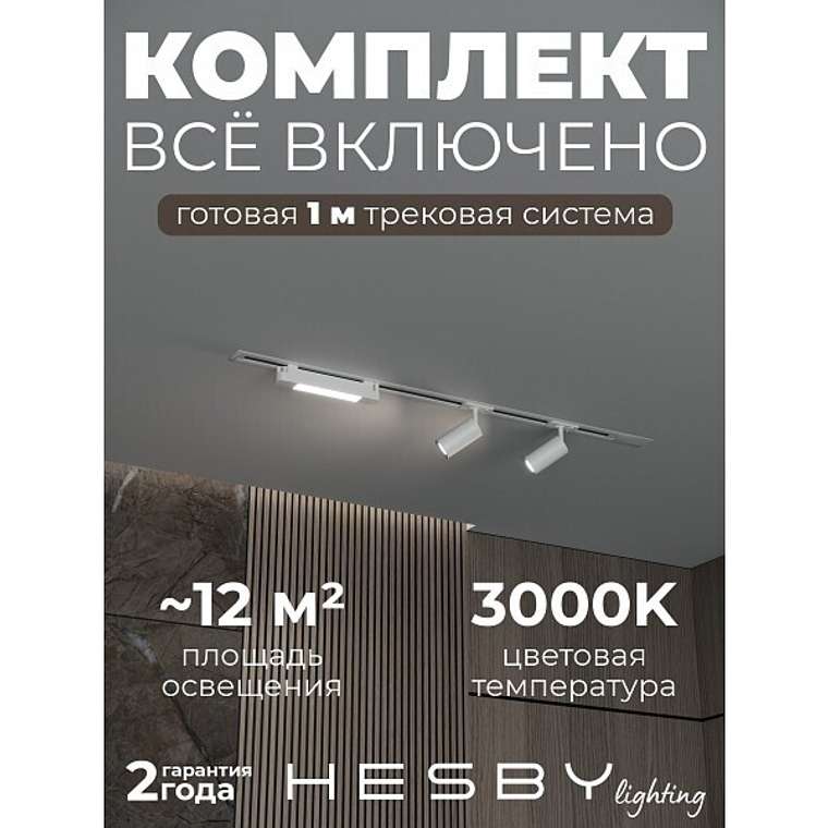 Встраиваемая однофазная трековая система Skylite №5 со светильниками (220В, форма - прямая, 1м, 3000K), белая