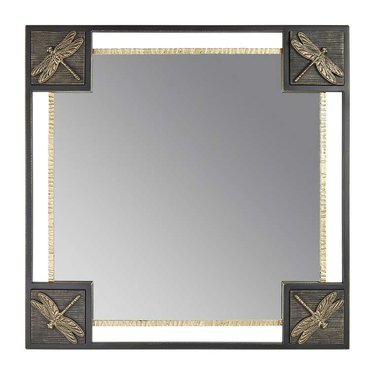 Зеркало настенное Стрекозы черно-золотого цвета