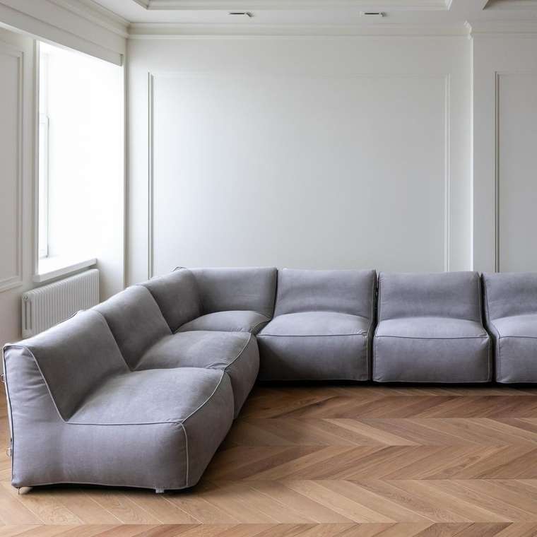 Модульный диван Xaviera Lite серого цвета