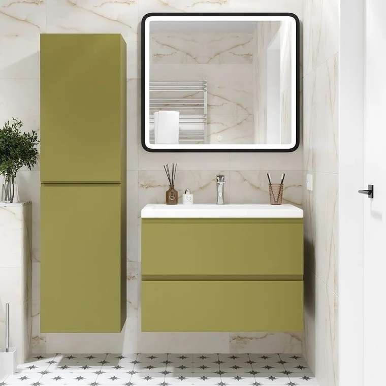 Тумба с раковиной Artamp;Max Bianchi 75 подвесная, оливковая матовая