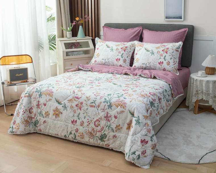Комплект постельного белья Бернадетт №48 200х220 бело-розового цвета