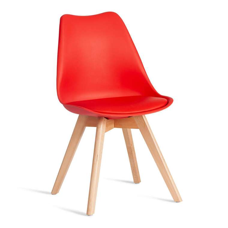 Комплект из четырех стульев Tulip красного цвета