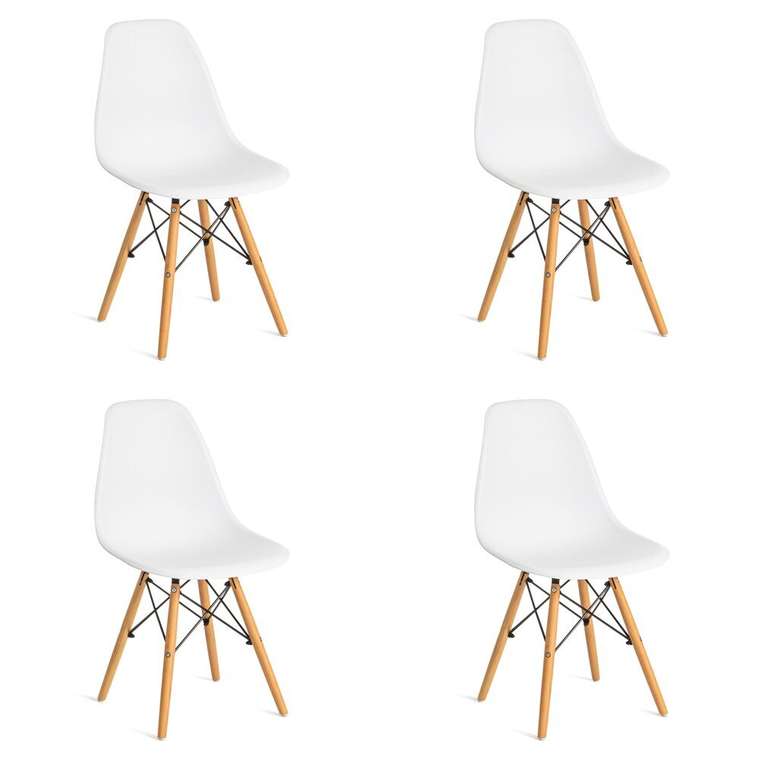 Набор из четырех стульев Cindy белого цвета