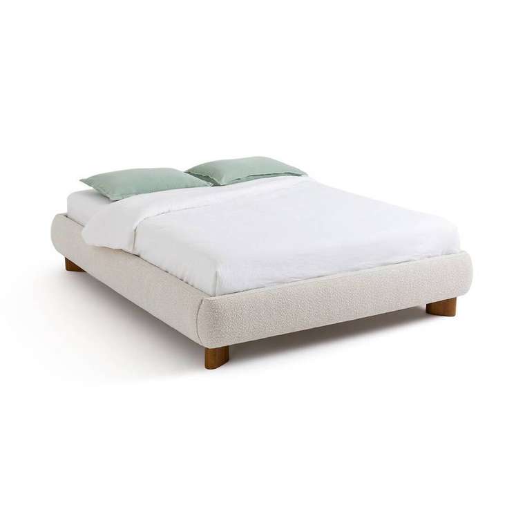 Кровать с кроватным основанием Mila 160x200 светло-бежевого цвета
