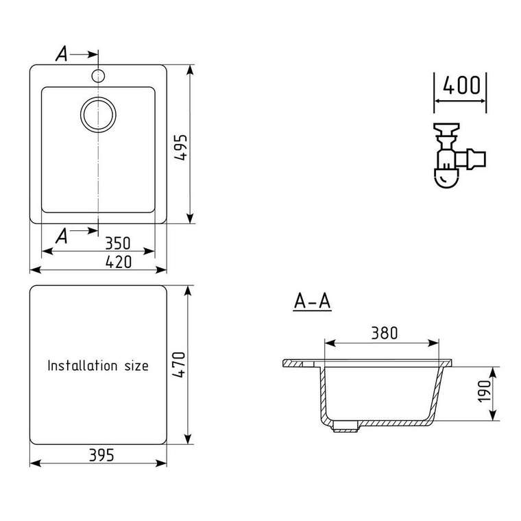 Кухонная мойка Ulgran U-404-341, ультра-белый