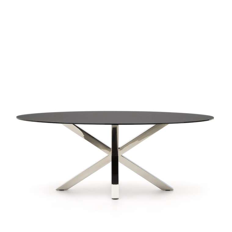 Овальный стол Arya Argo черно-серебряного цвета