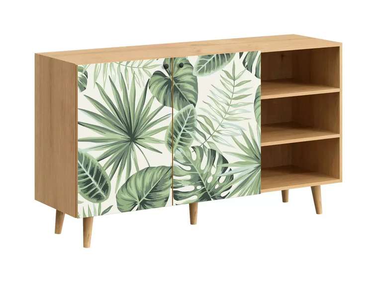 Комод Frida с принтом Monstera на деревянных ножках
