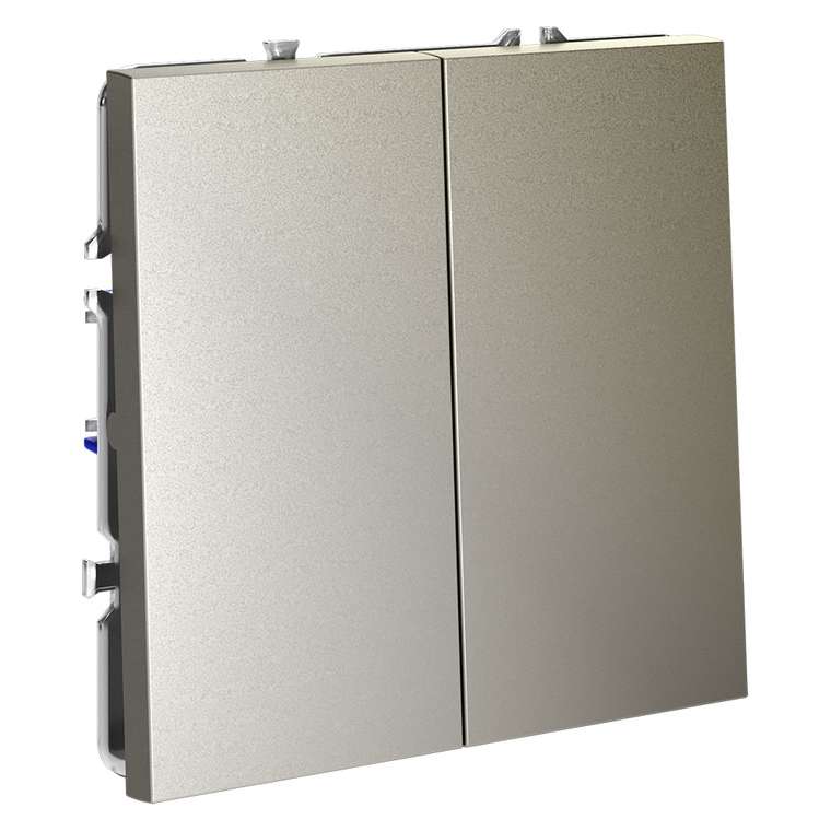 Выключатель встраиваемый VOLTUM S70 двухклавишный 10А, (шелк)