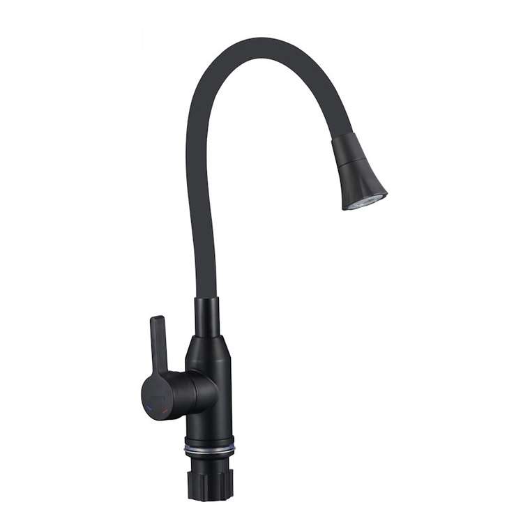 Смеситель для кухни с гибким изливом и режимом душ Fmark FS8277H-01, черный
