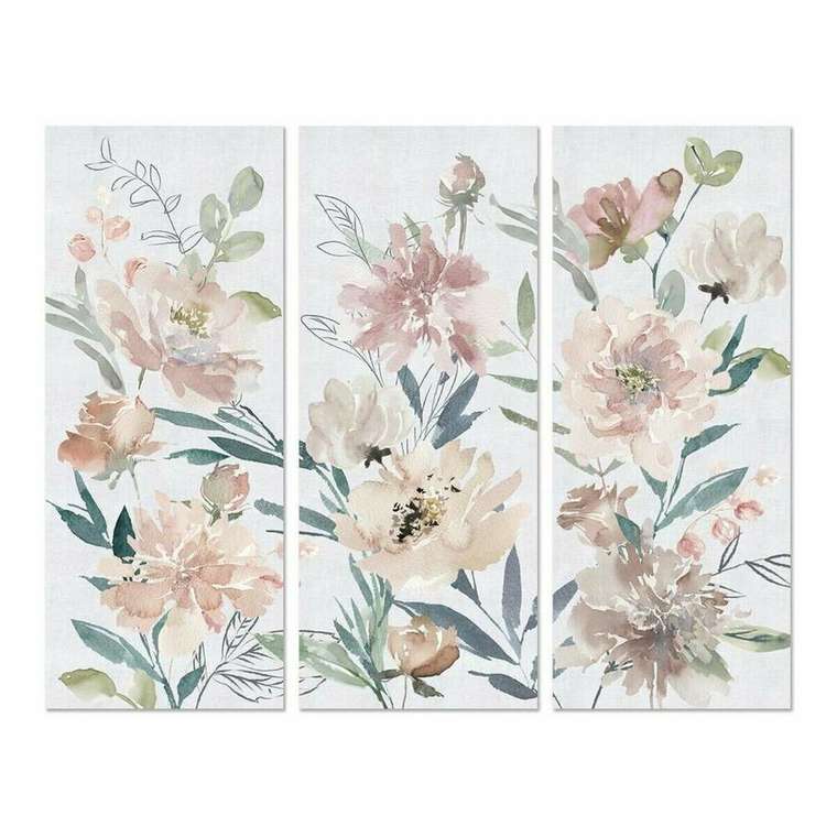 Картина Цветы 55 x 3 x 135 cm Shabby Chic (3 Предметы)