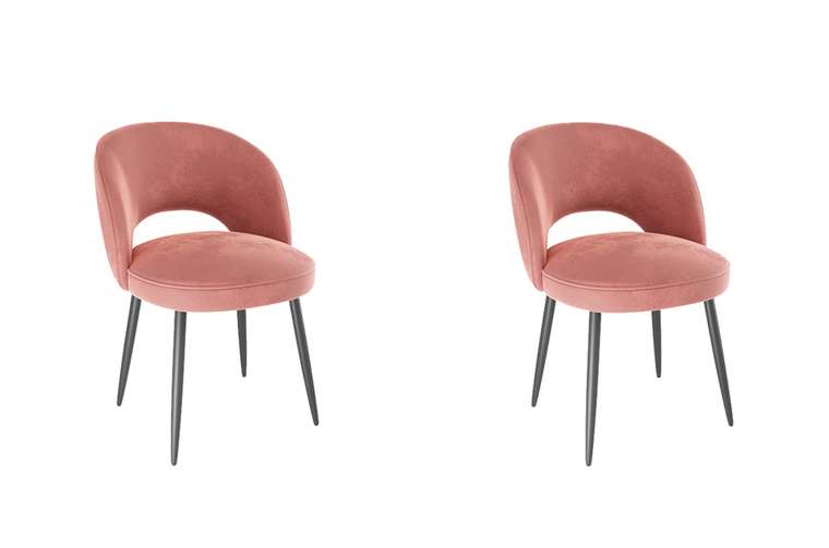 Набор из двух стульев Моли коричнево-розового цвета с черными ножками