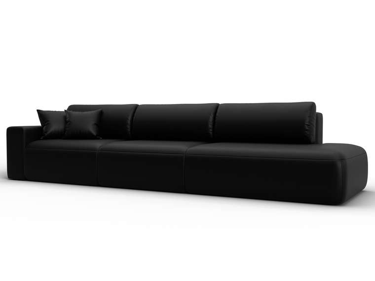 Диван-кровать Лига 036 Модерн Лонг черного цвета с левым подлокотником (экокожа)