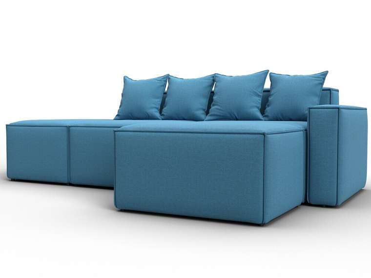 Угловой модульный диван Лига-063 голубого цвета правый