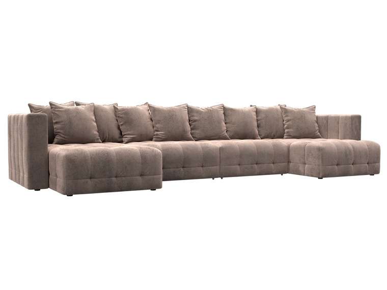 Угловой диван-кровать Лига-052 Лонг темно-бежевого цвета