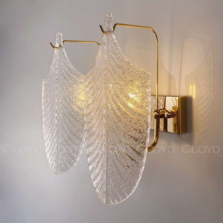 Бра Cloyd BONGA-A W2 / выс. 29 см - золото - прозрачн. стекло