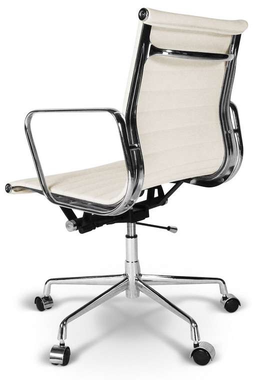 Кресло Eames Style Ribbed Office Chair EA 117 кремовая кожа