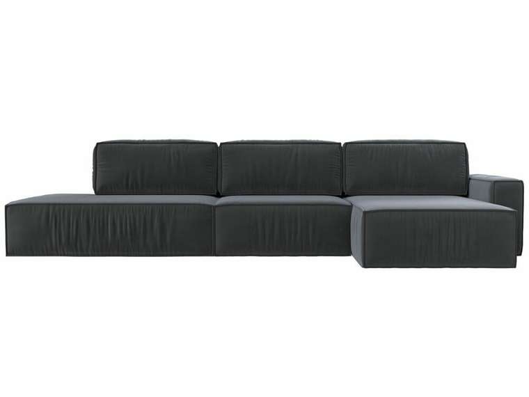 Угловой диван-кровать Прага модерн лонг серого цвета правый угол