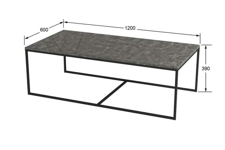 Стол журнальный Геометрика цвета серый бетон