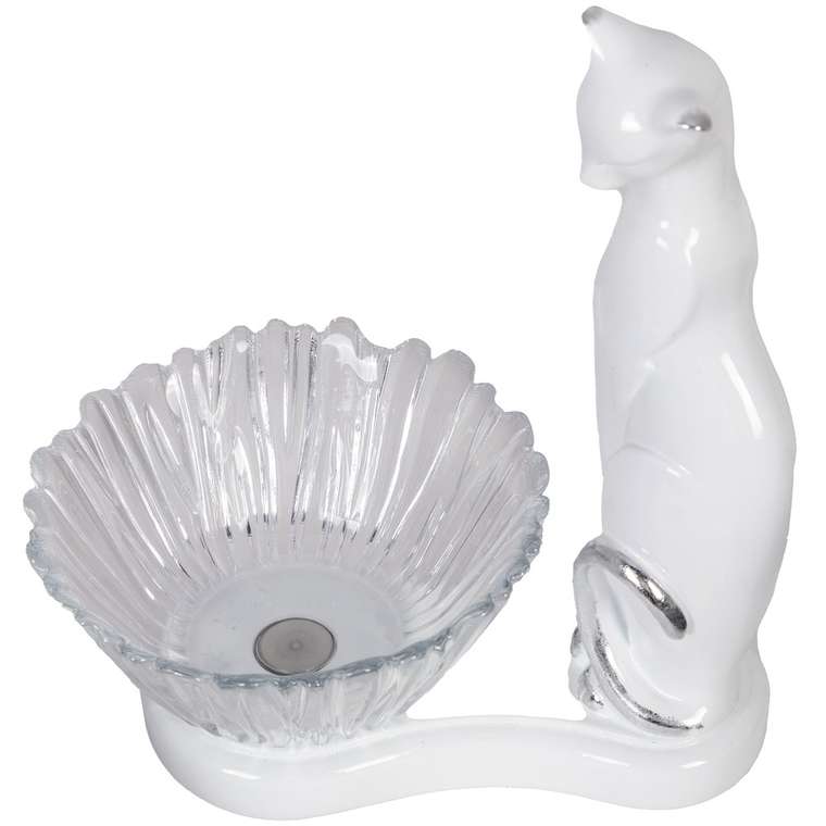Фруктовница-конфетница Кошка белого цвета