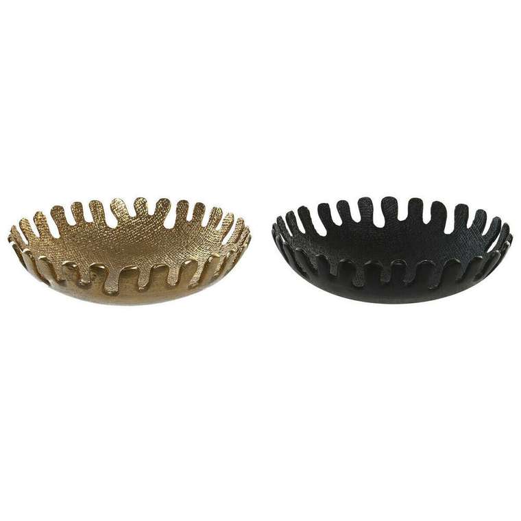 Блюдо DKD Home Decor Чёрный Позолоченный современный 32 x 32 x 9 cm (2 штук)