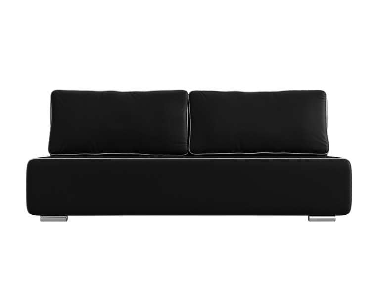 Прямой диван-кровать Уно черного цвета (экокожа)