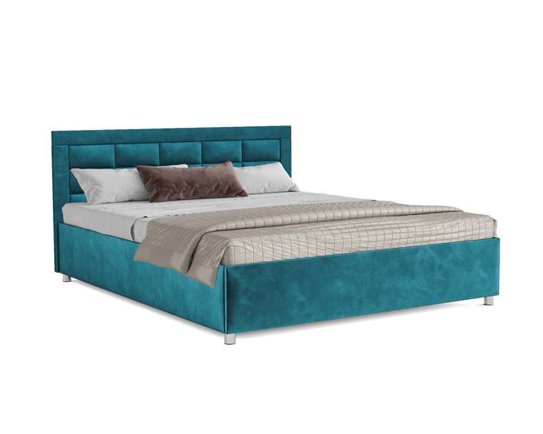Кровать Версаль 160х190 сине-зеленого цвета с подъемным механизмом (вельвет)