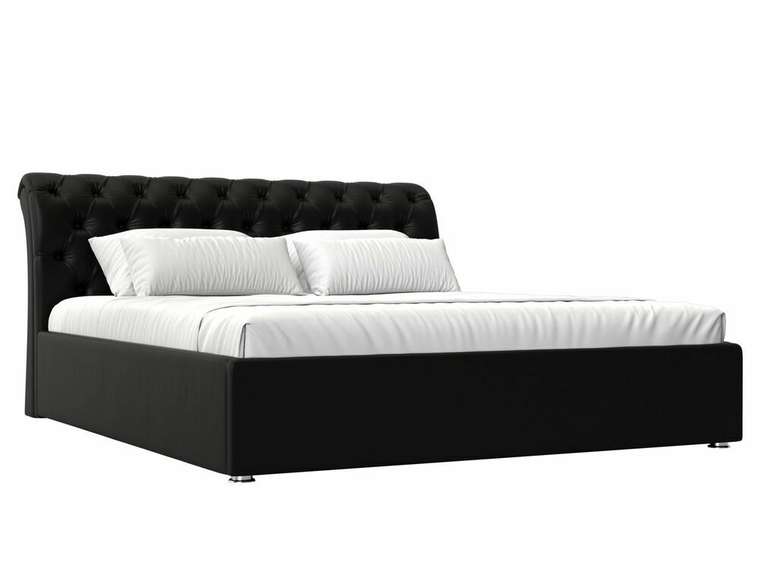 Кровать Сицилия 200х200 черного цвета с подъемным механизмом (экокожа)