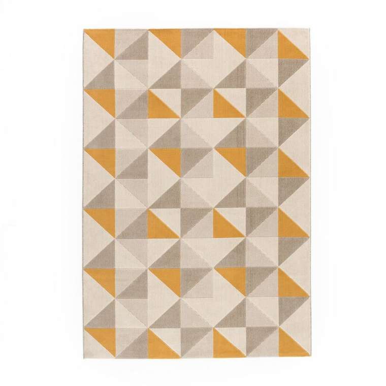 Ковер Elga с геометрическим рисунком желто-серого цвета 120x170