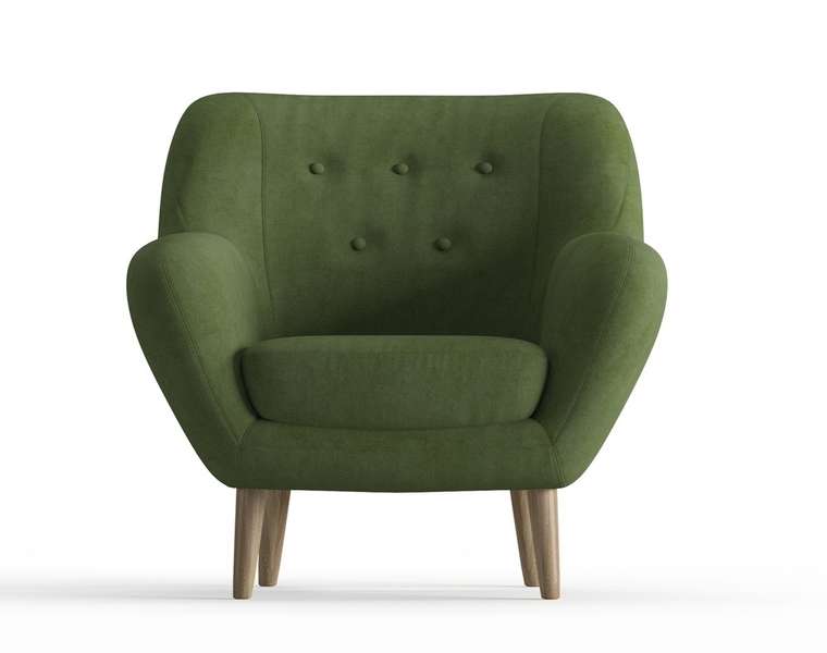 Кресло Cloudy в обивке из велюра темно-зеленого цвета