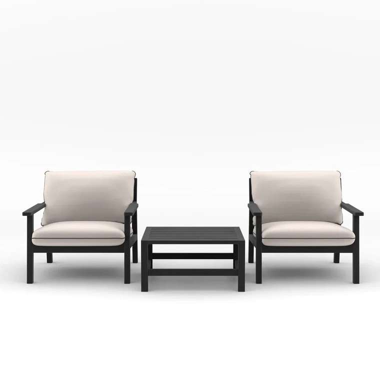 Набор садовой мебели Istra 3 молочно-черного цвета