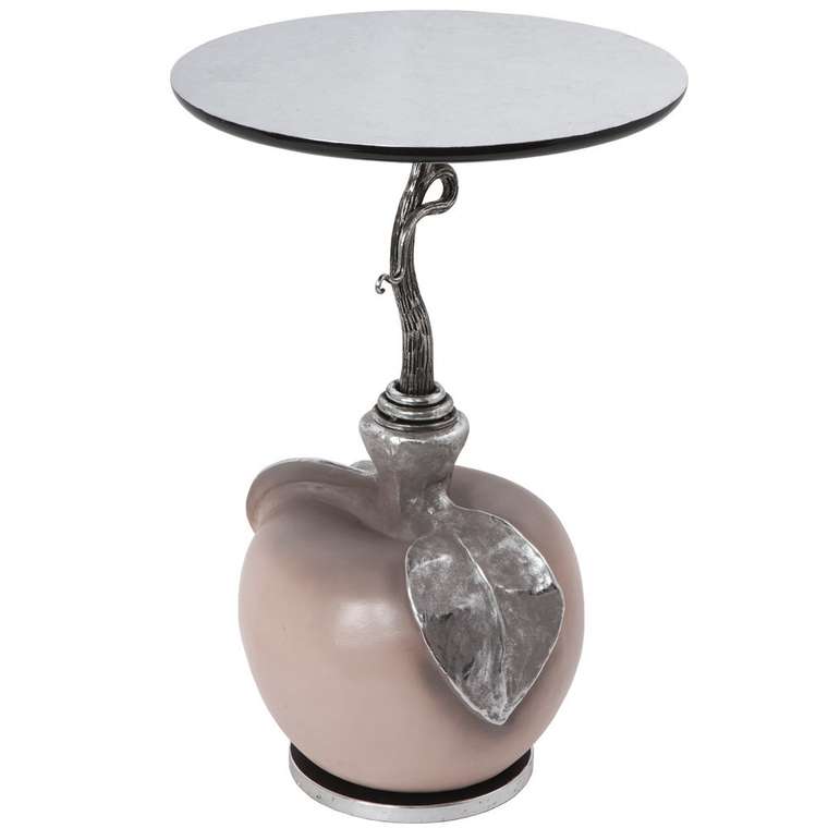 Столик декоративный  Яблоко Евы Сильвер Пиони серебристого цвета
