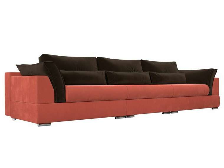 Прямой диван-кровать Пекин Long кораллово-коричневого цвета