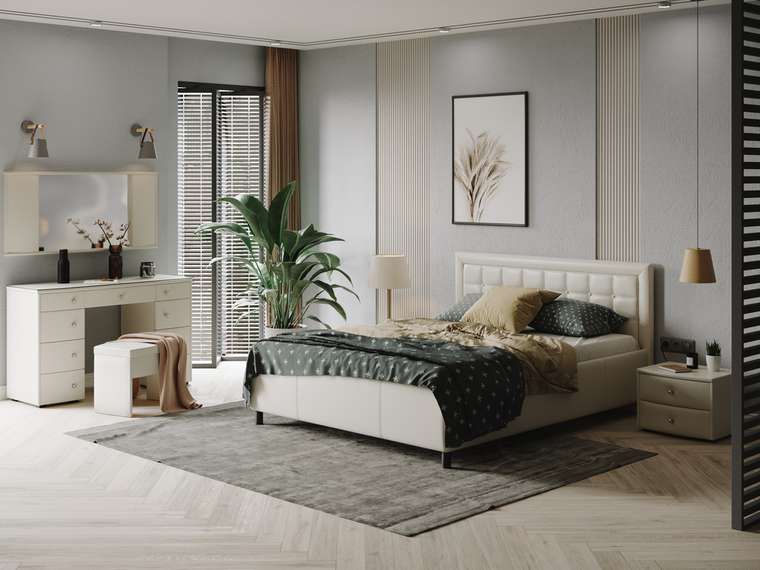 Кровать Como Veda 2 180х190 белого цвета (экокожа)