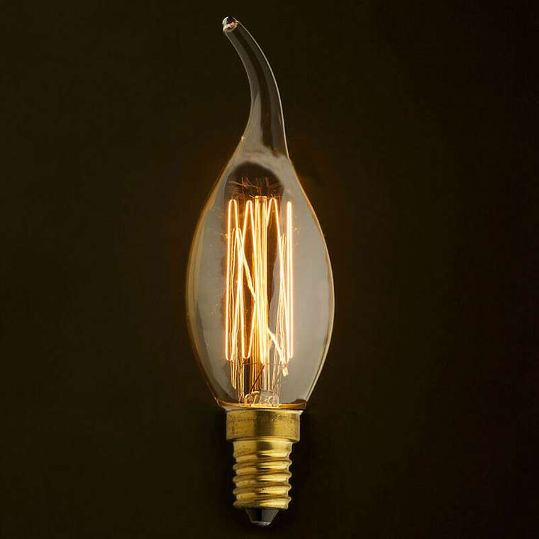 Ретро лампа накаливания E14 40W 220V 3540-GL формы свечи