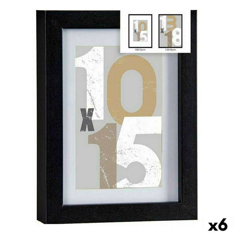Фоторамка 16 x 21 x 2,5 cm Чёрный Cтекло Деревянный MDF (6 штук)