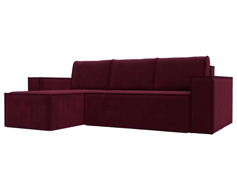 Угловой диван-кровать Куба бордового цвета левый угол