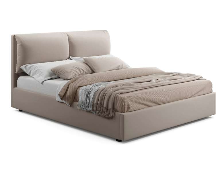 Мягкая кровать Vita 160х200 цвета мокко без подъемного механизма