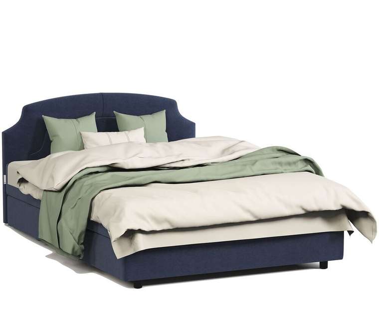 Кровать тахта Шарм 100х198 синего цвета с подъемным механизмом 